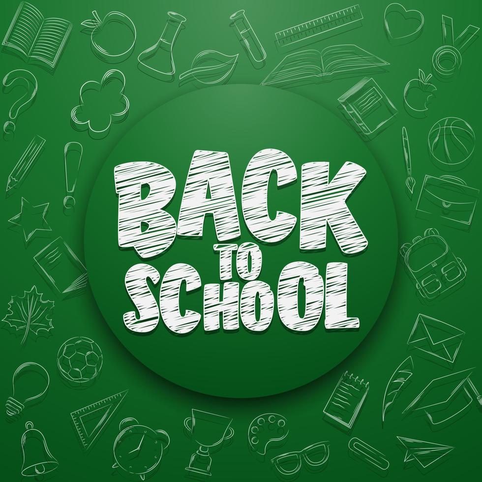 Back to school doodles in chalkboard background vector