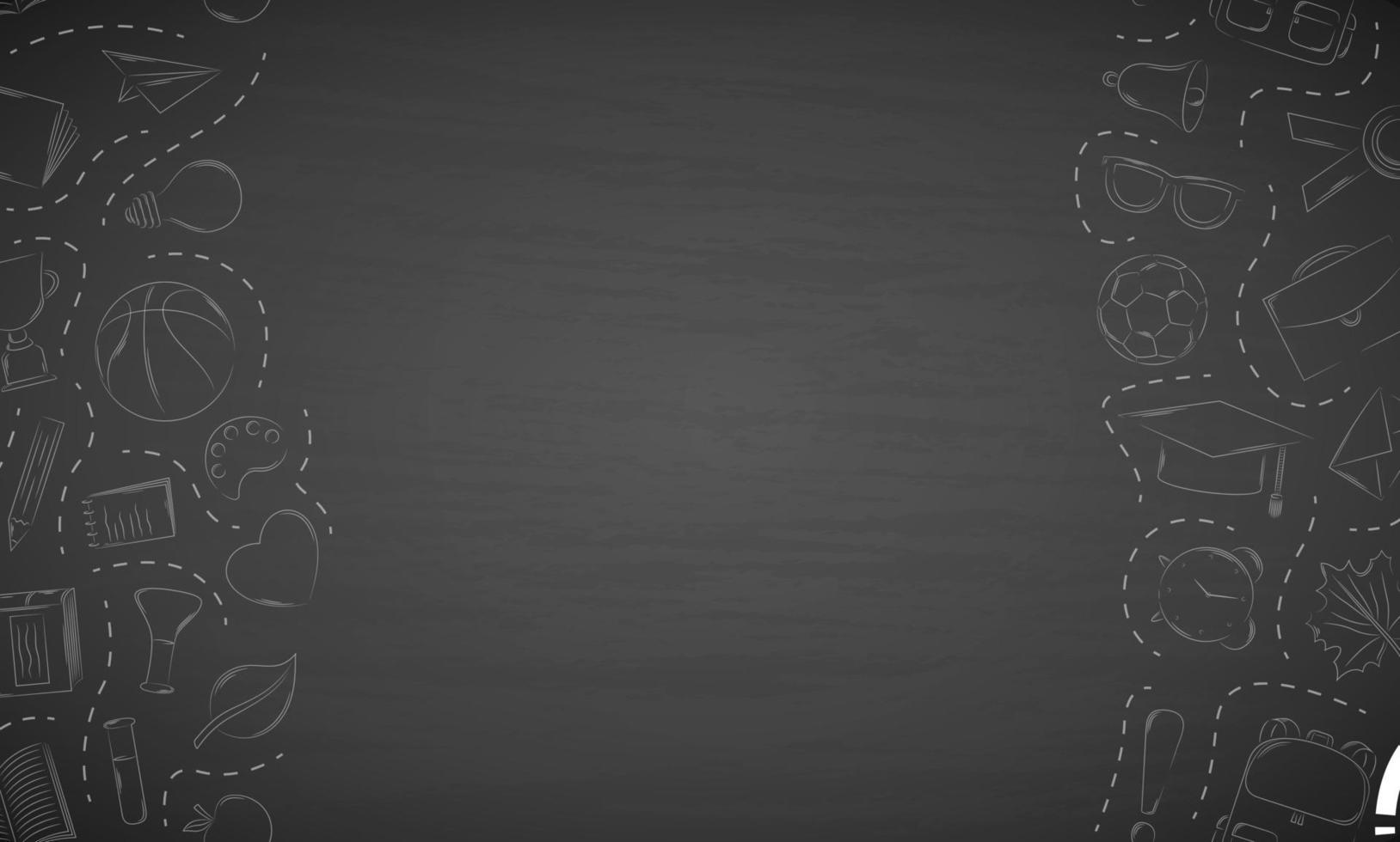 Back to school doodles in chalkboard background vector
