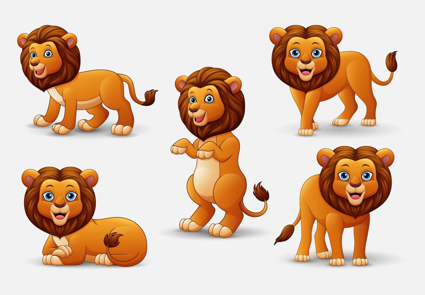 Cartoon lion collection set vector