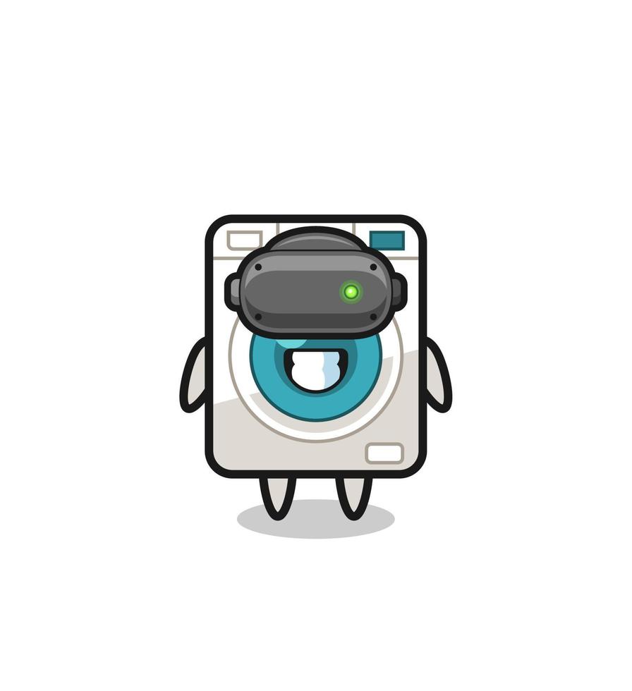 cute washing machine using VR headset vector