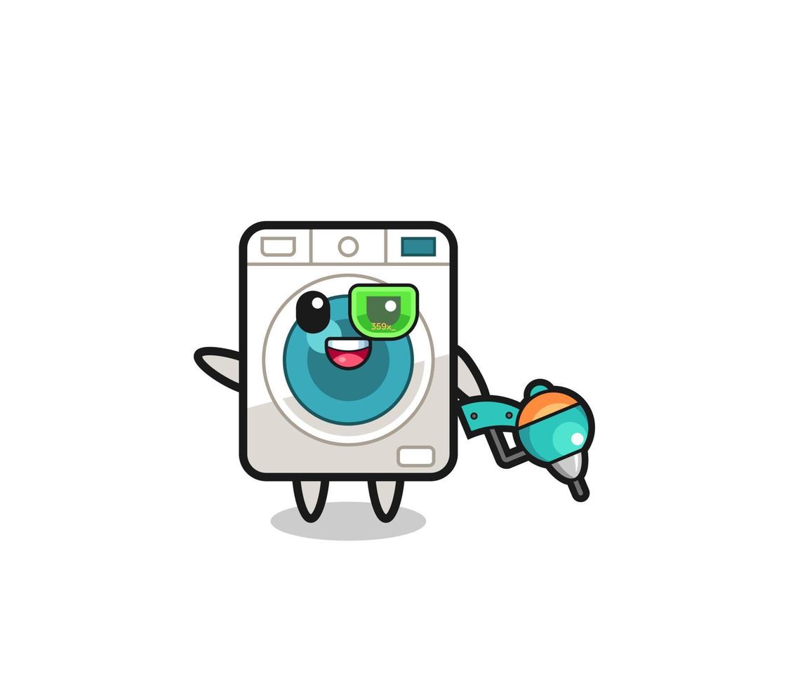 washing machine cartoon as future warrior mascot vector