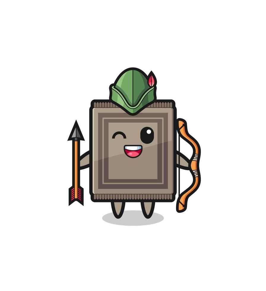 carpet cartoon as medieval archer mascot vector