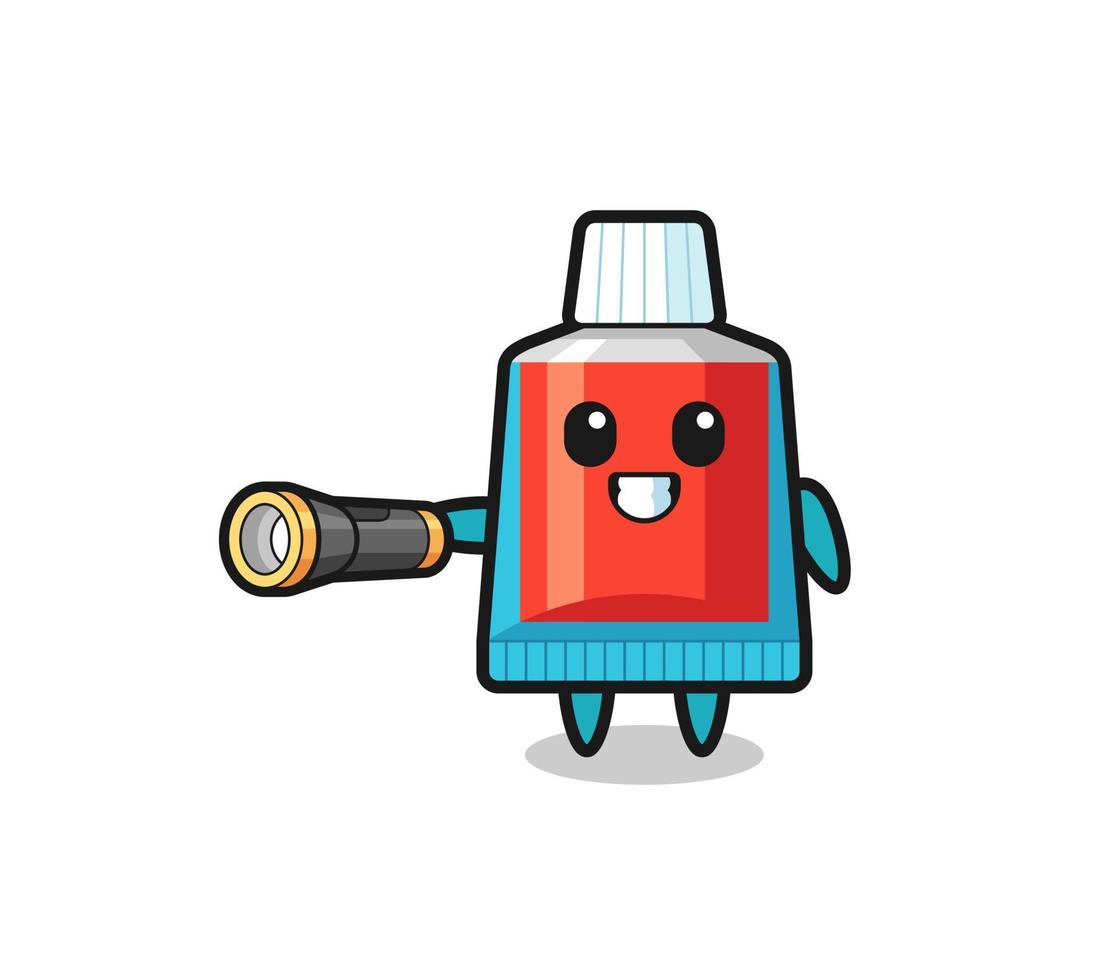 toothpaste mascot holding flashlight vector