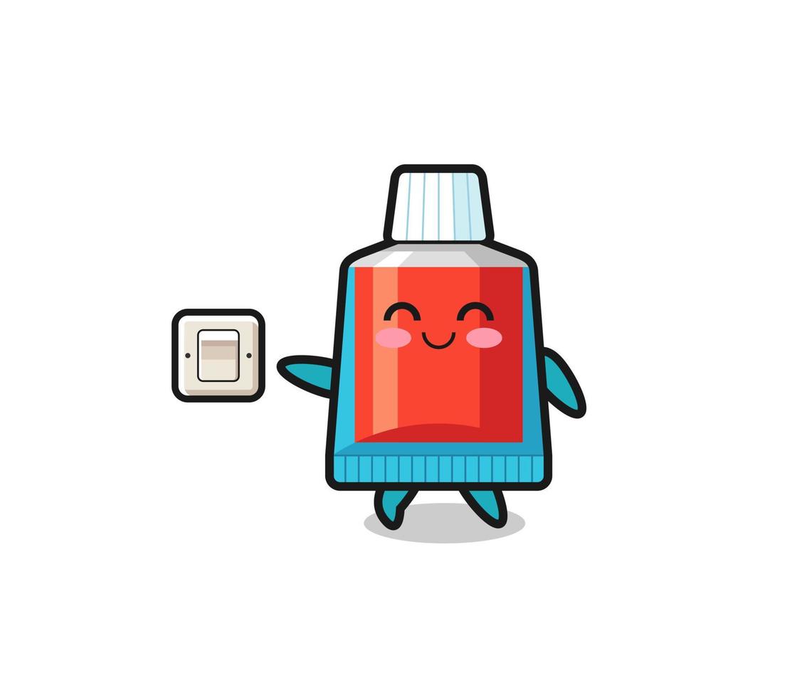 cartoon toothpaste is turning off light vector