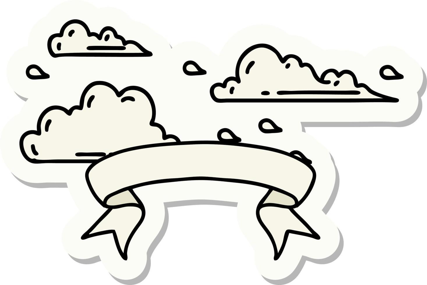sticker of a tattoo style floating clouds vector