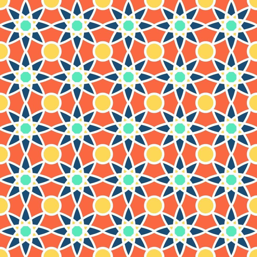 Background with seamless pattern in colorful islamic style vector