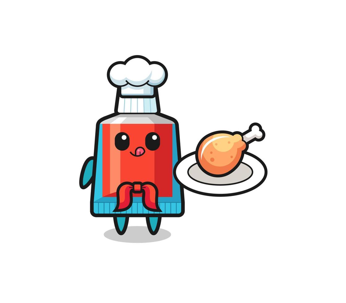 toothpaste fried chicken chef cartoon character vector