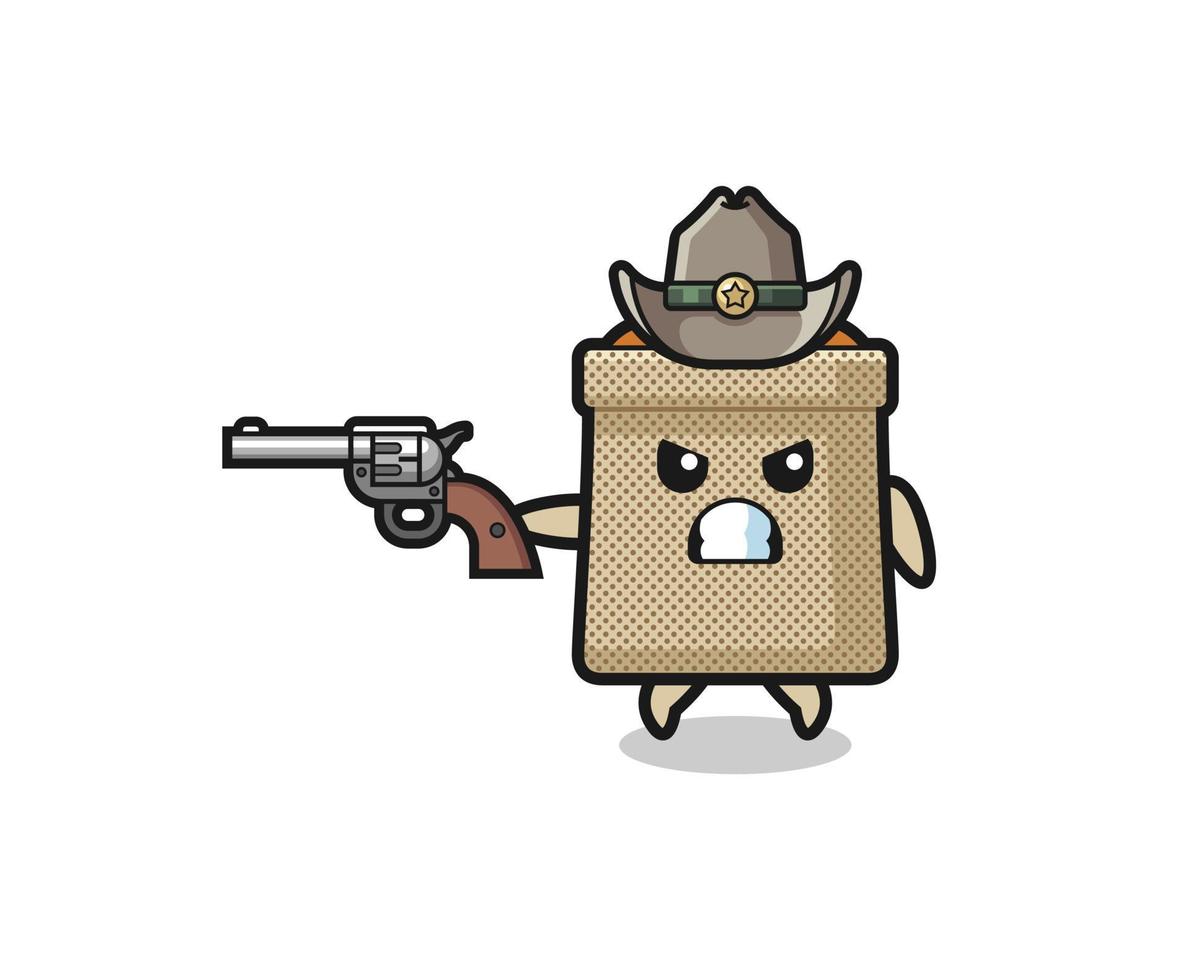 the wheat sack cowboy shooting with a gun vector