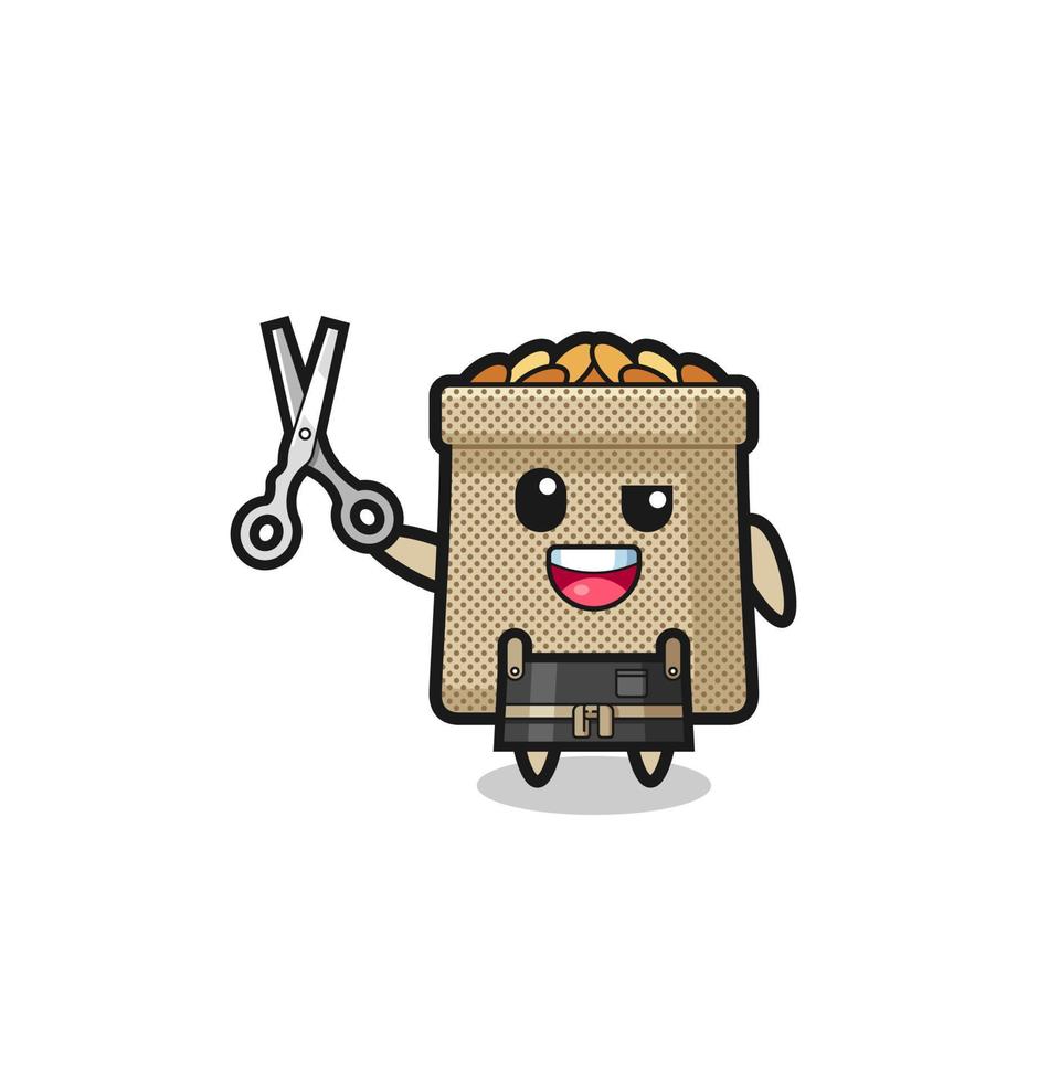 wheat sack character as barbershop mascot vector