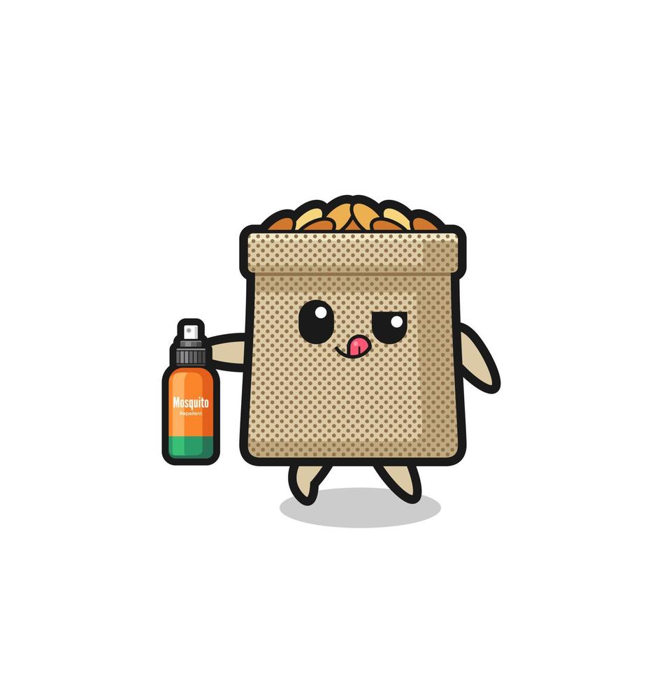 cute wheat sack holding mosquito repellent vector