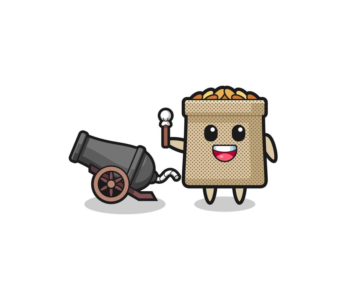 cute wheat sack shoot using cannon vector