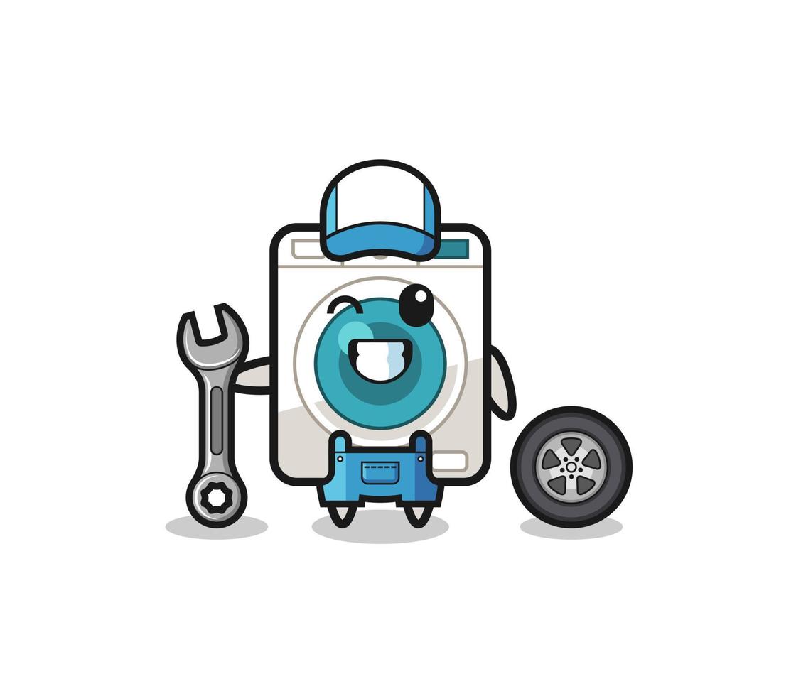 the washing machine character as a mechanic mascot vector