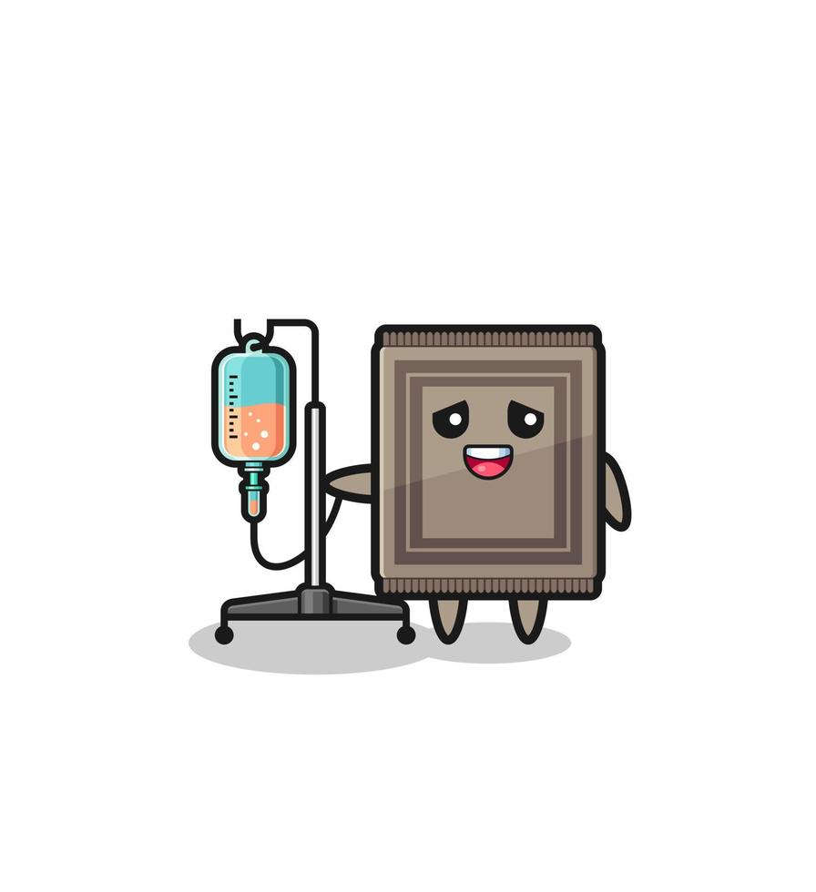 cute carpet character standing with infusion pole vector