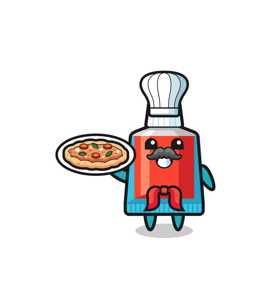 toothpaste character as Italian chef mascot vector