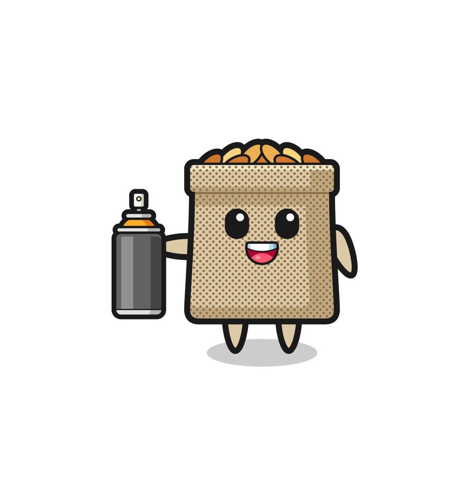 the cute wheat sack as a graffiti bomber vector