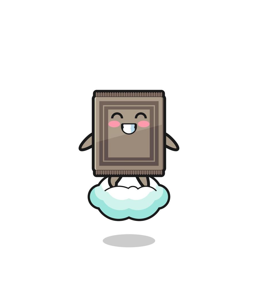 cute carpet illustration riding a floating cloud vector