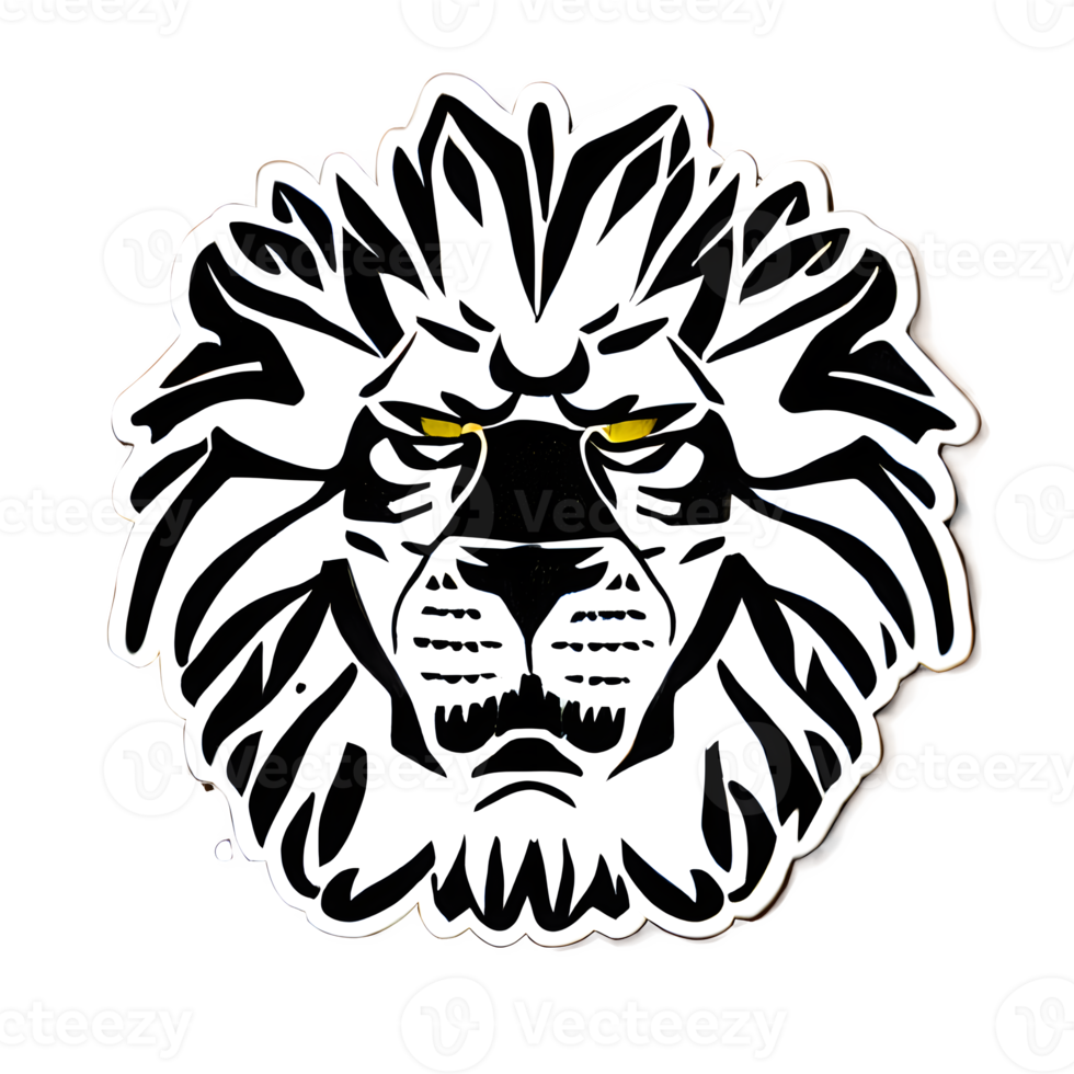 logo de tête de lions colorés, autocollant de visage de lions, style pop art moderne, fond noir foncé. png