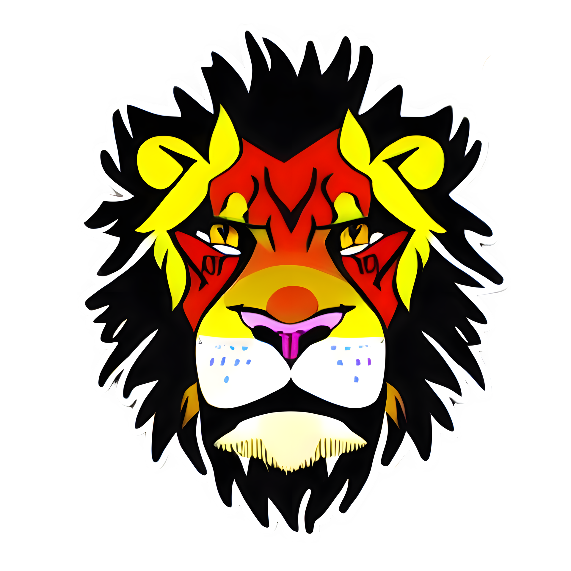 Colorful lions Head Logo, lions face Sticker, modern pop art style