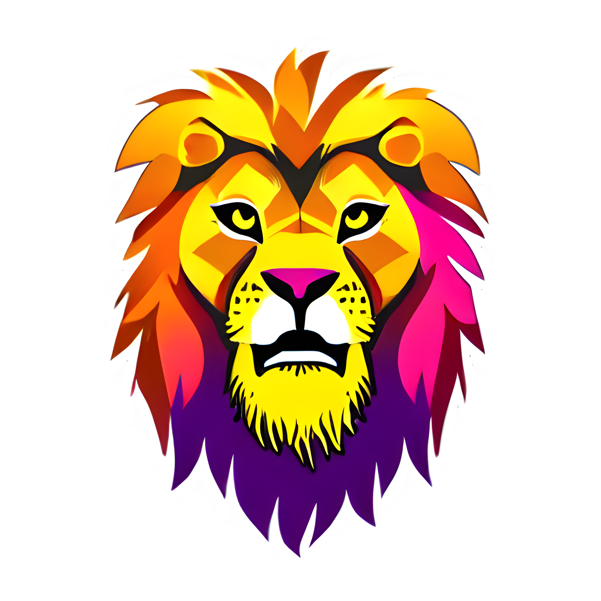 Colorful lions Head Logo, lions face Sticker, modern pop art style