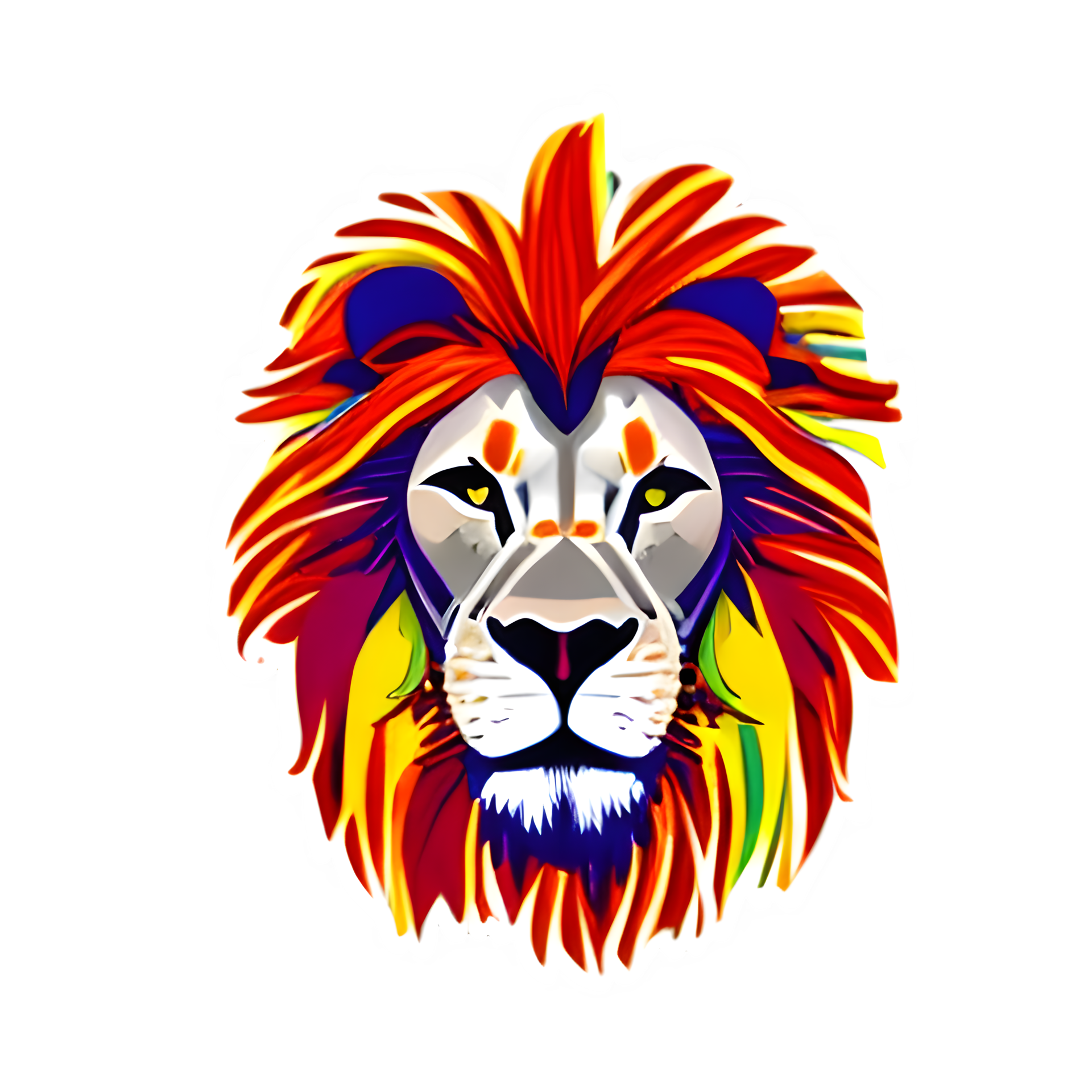 Colorful lions Head Logo, lions face Sticker, modern pop art style