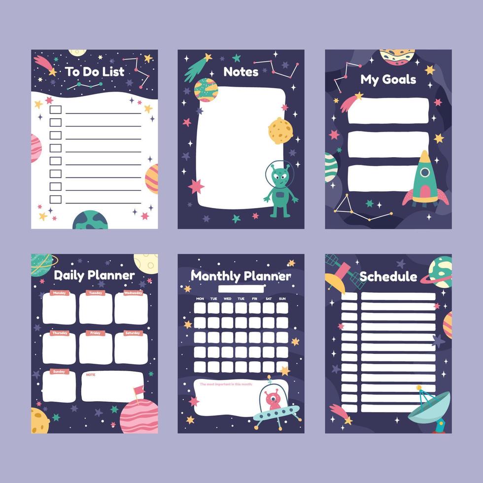 Outerspace Journal Template vector