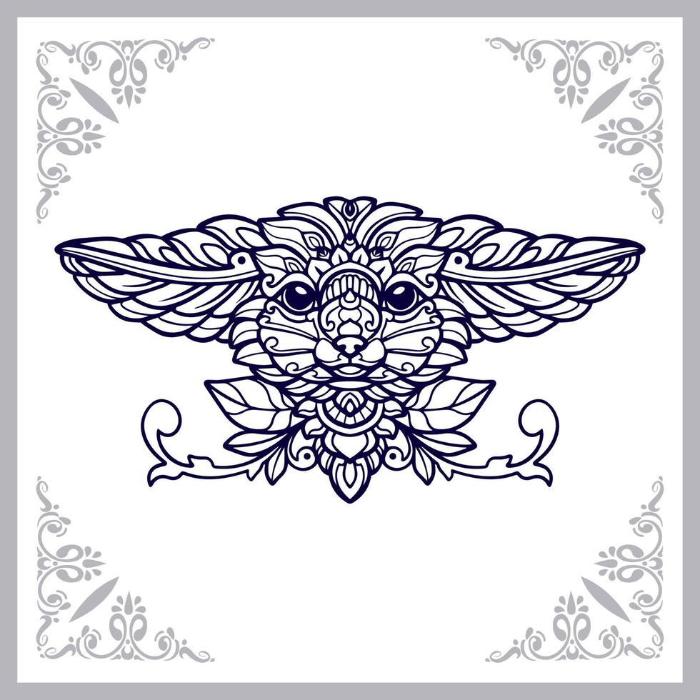 Fennec fox mandala arts isolated on white background vector