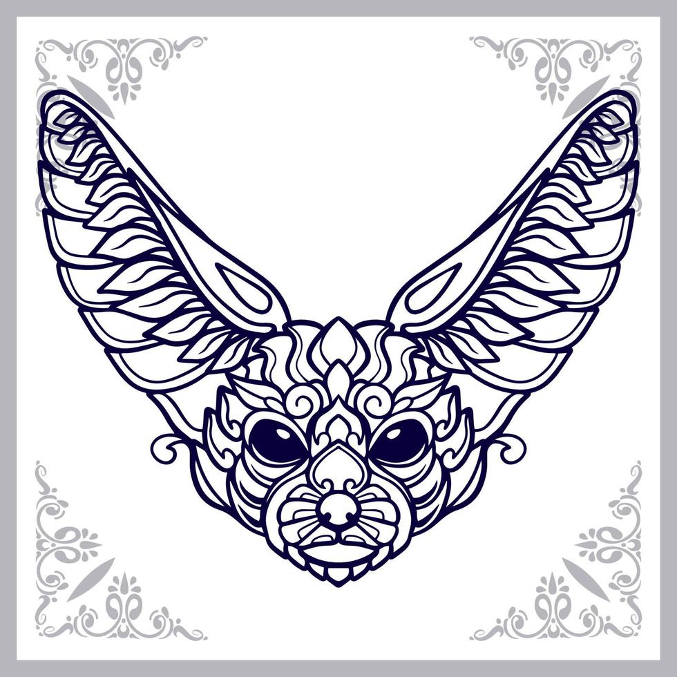 fennec fox mandala arts aislado sobre fondo blanco. vector