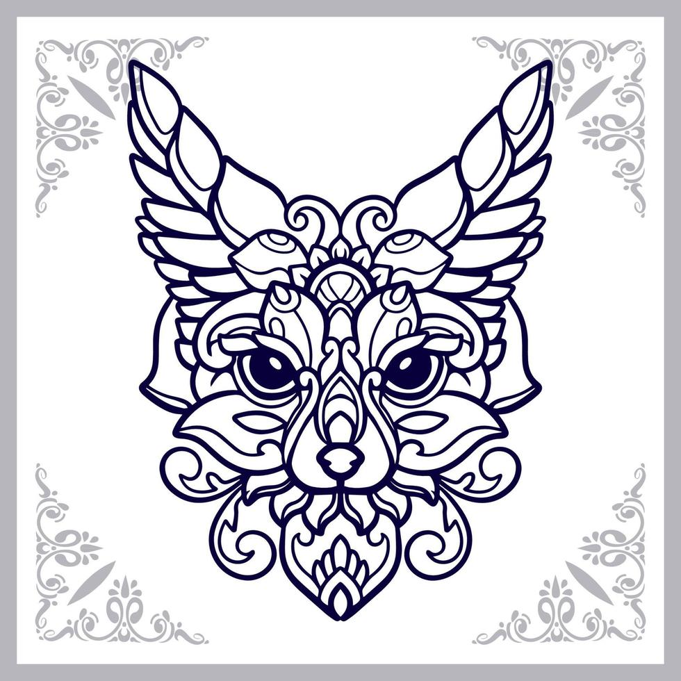 fennec fox mandala arts aislado sobre fondo blanco. vector