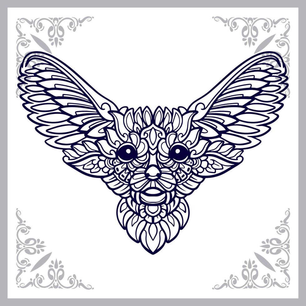 fennec fox mandala arts aislado sobre fondo blanco. vector