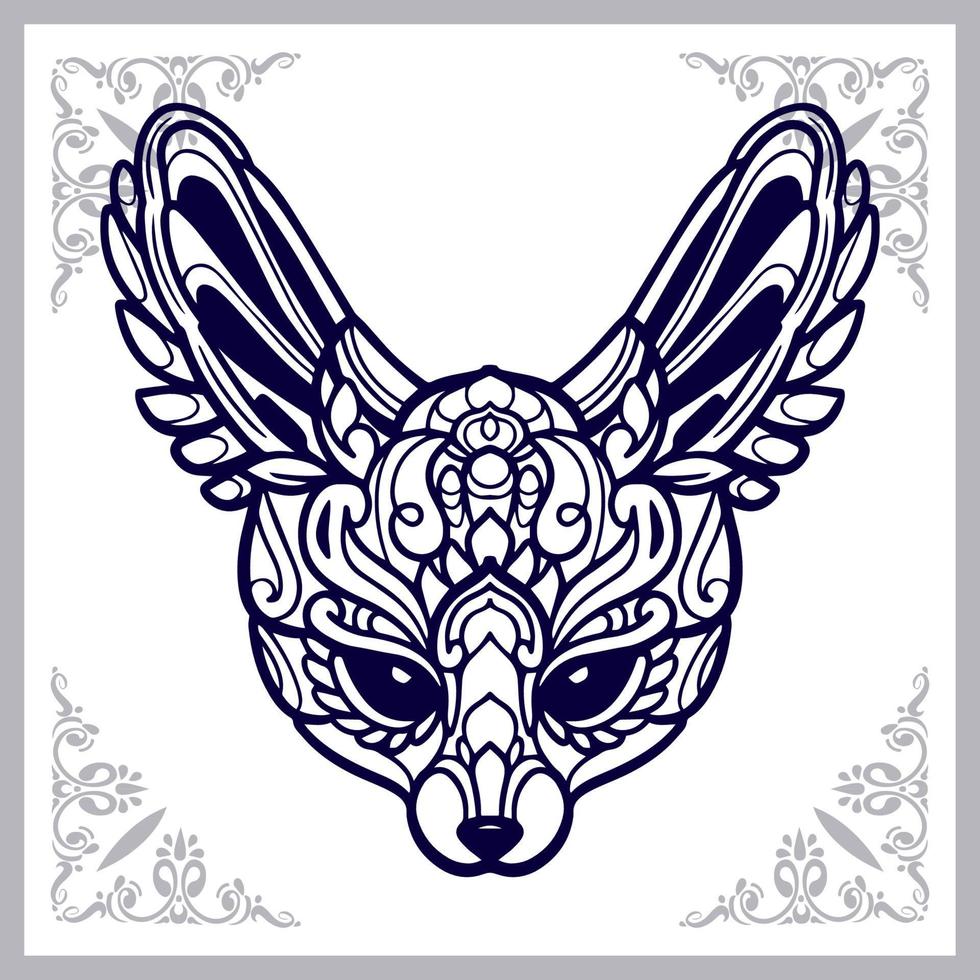Fennec fox mandala arts isolated on white background vector