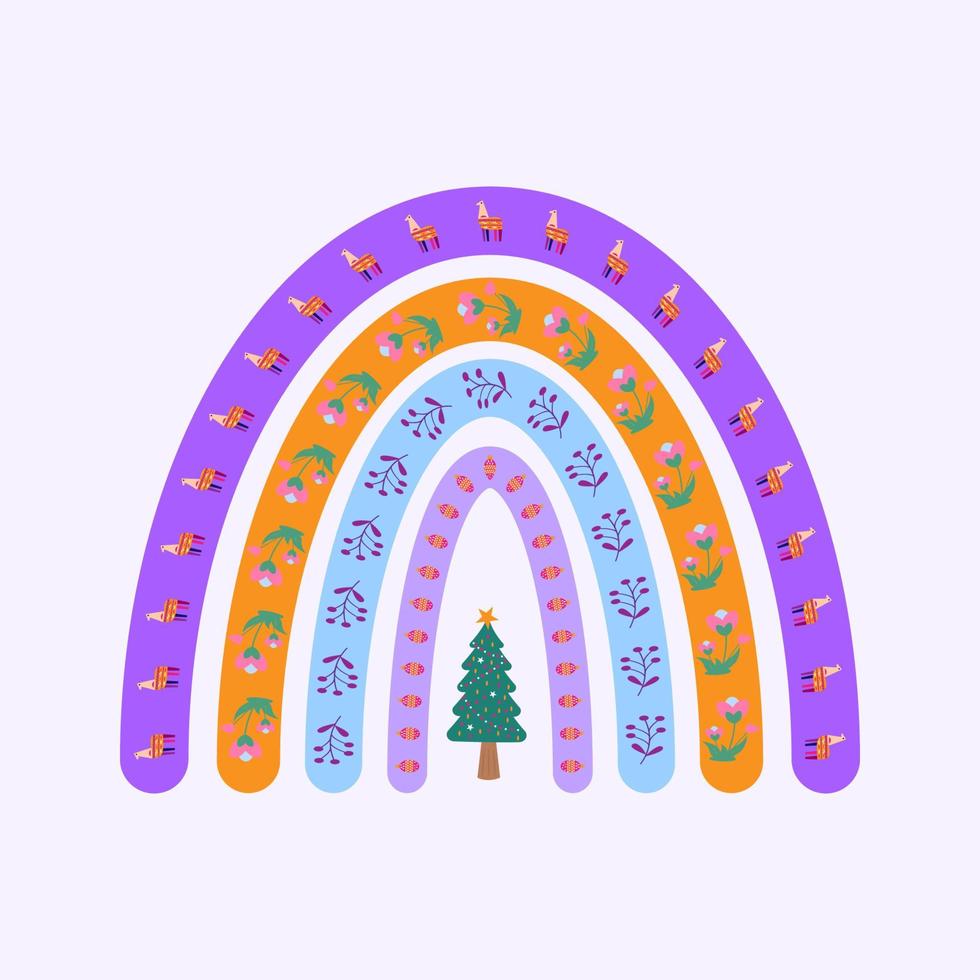 Christmas and New Year multicolored rainbow vector