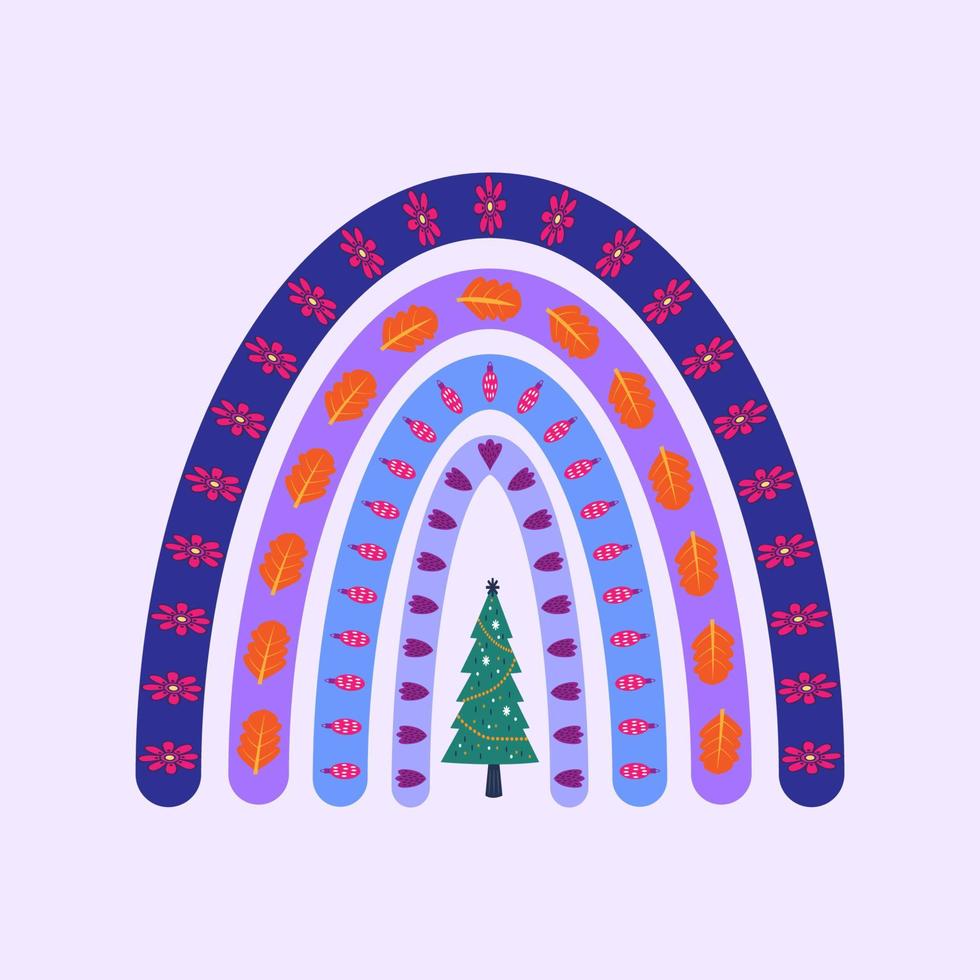 Christmas and New Year multicolored rainbow vector