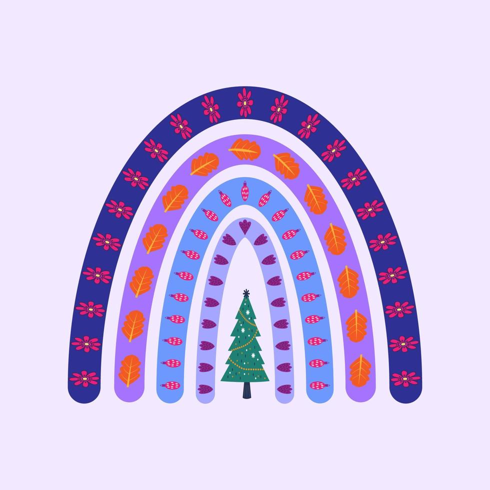 Christmas and New Year multicolored rainbow vector