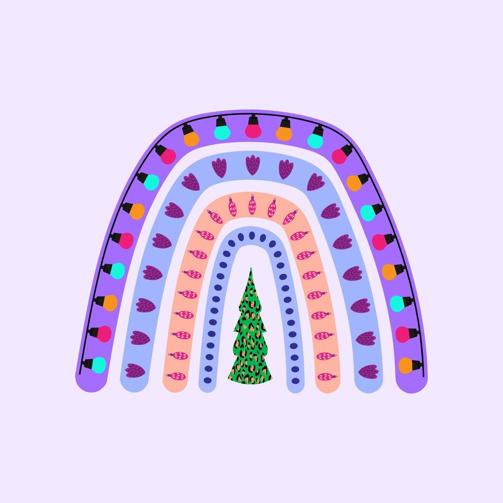 Christmas and New Year multicolored rainbow vector