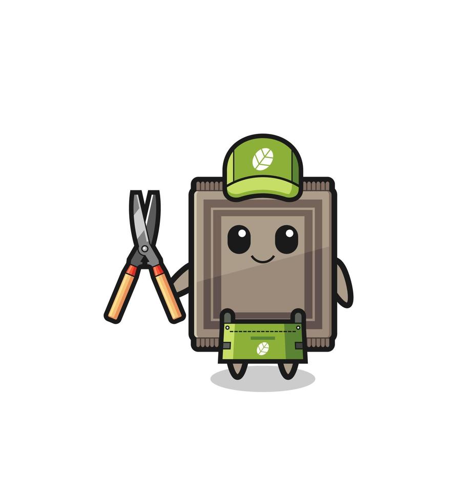 cute carpet as gardener mascot vector