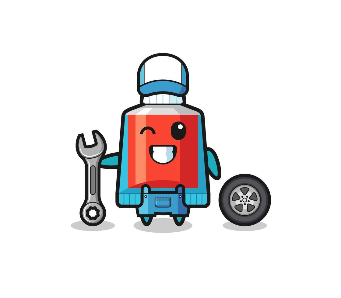 the toothpaste character as a mechanic mascot vector