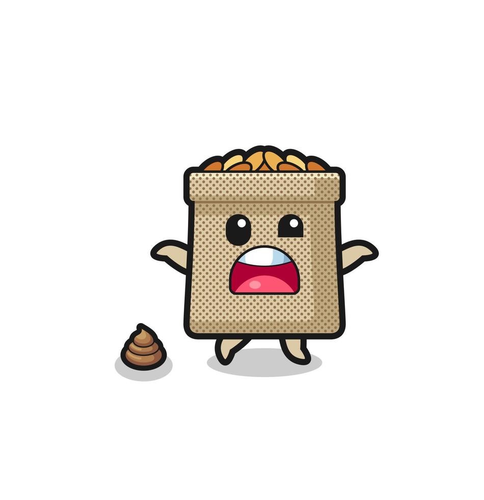 wheat sack earth surprised to meet poop vector