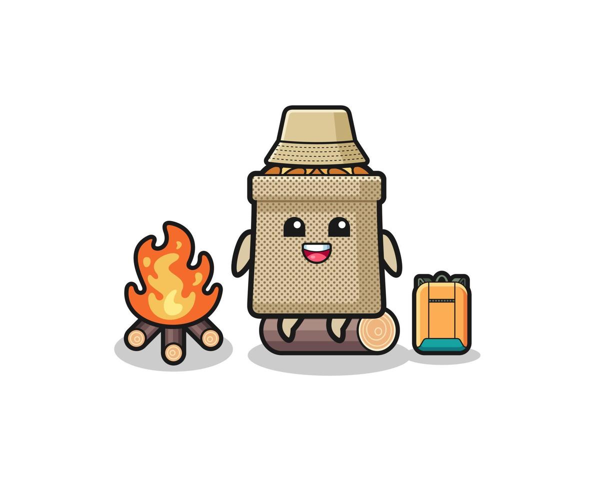 camping illustration of the wheat sack cartoon vector