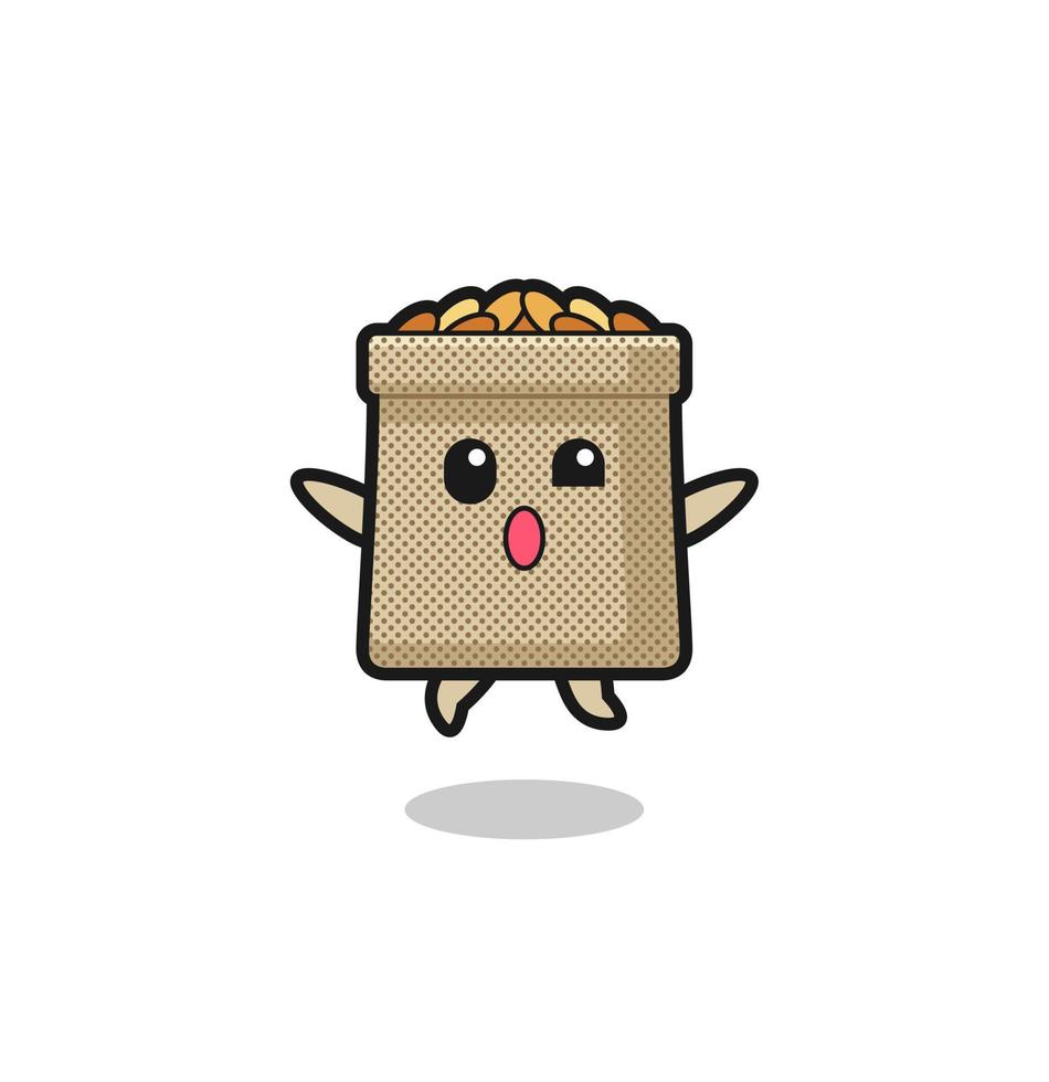 wheat sack character is jumping gesture vector