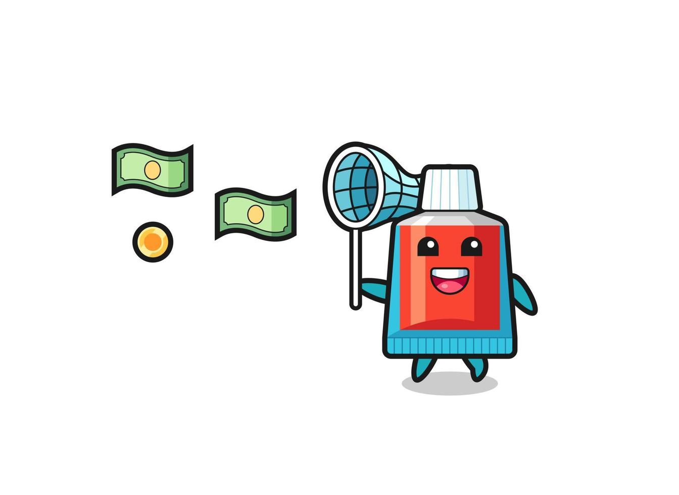 illustration of the toothpaste catching flying money vector