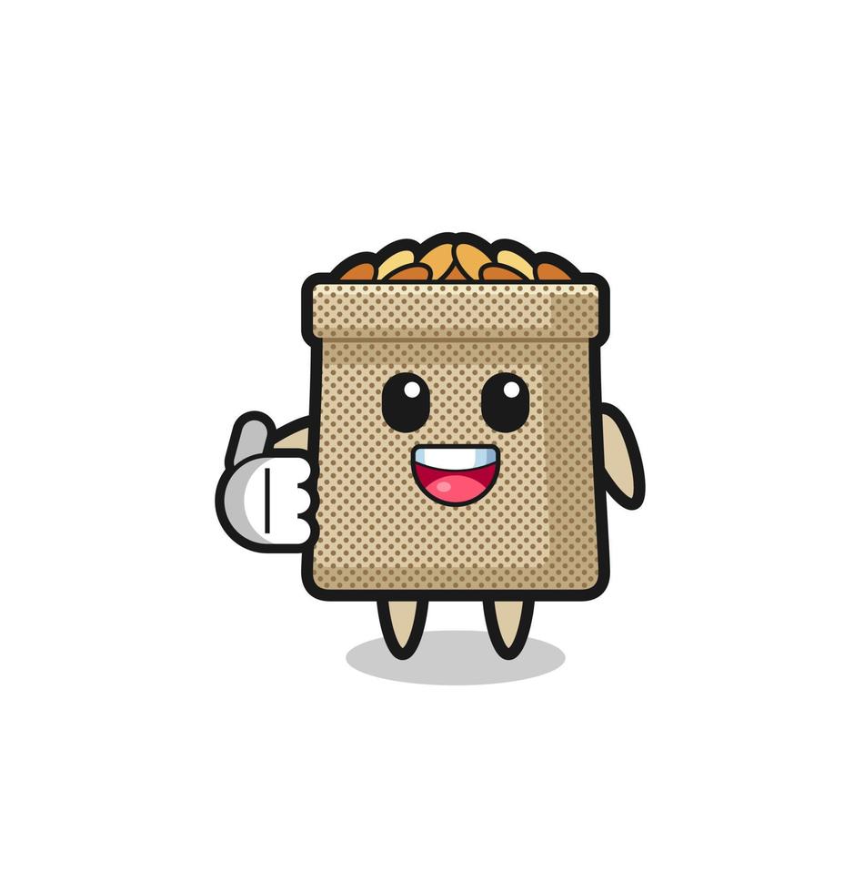 wheat sack mascot doing thumbs up gesture vector