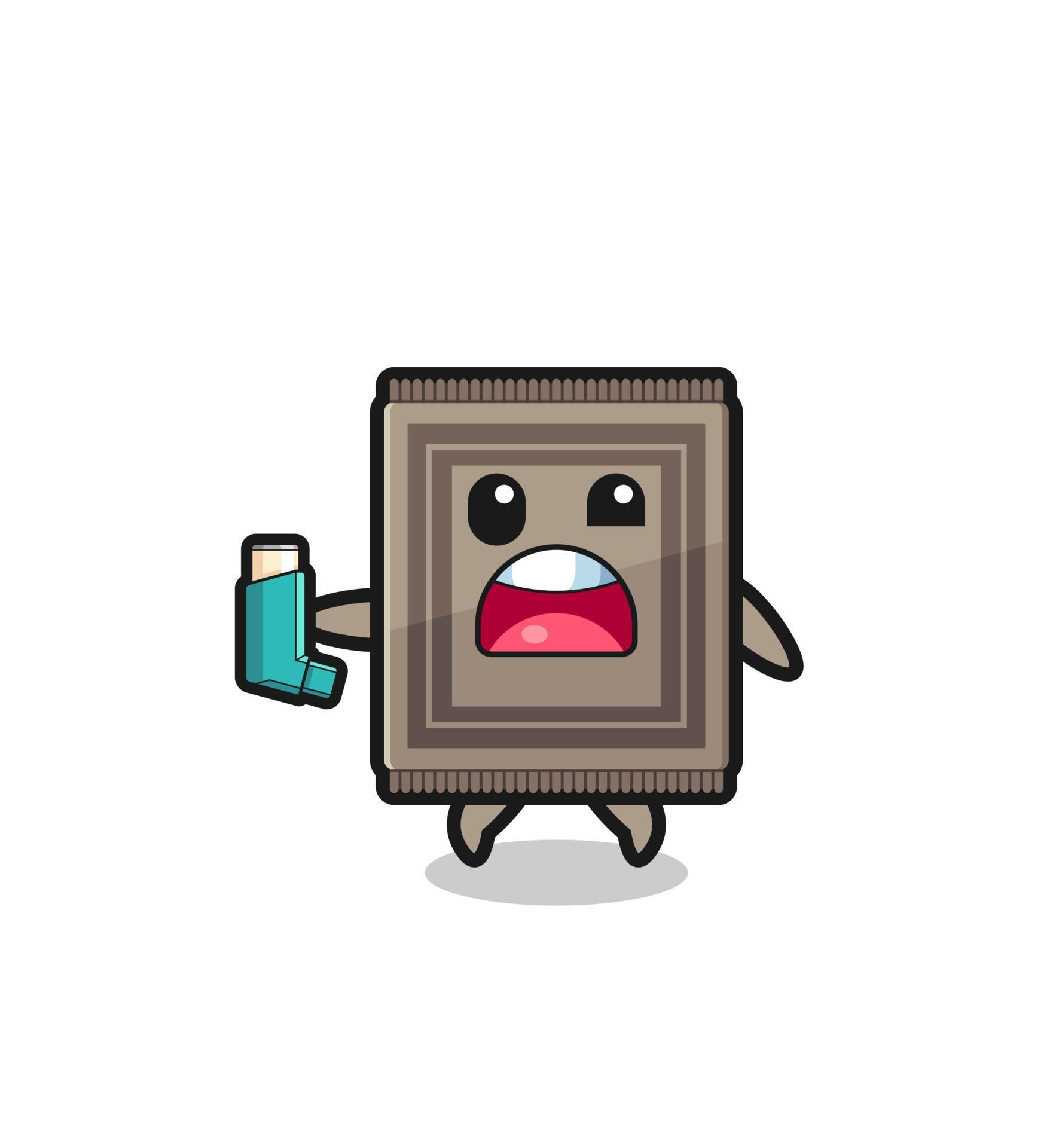 carpet mascot having asthma while holding the inhaler 12069920 Vector