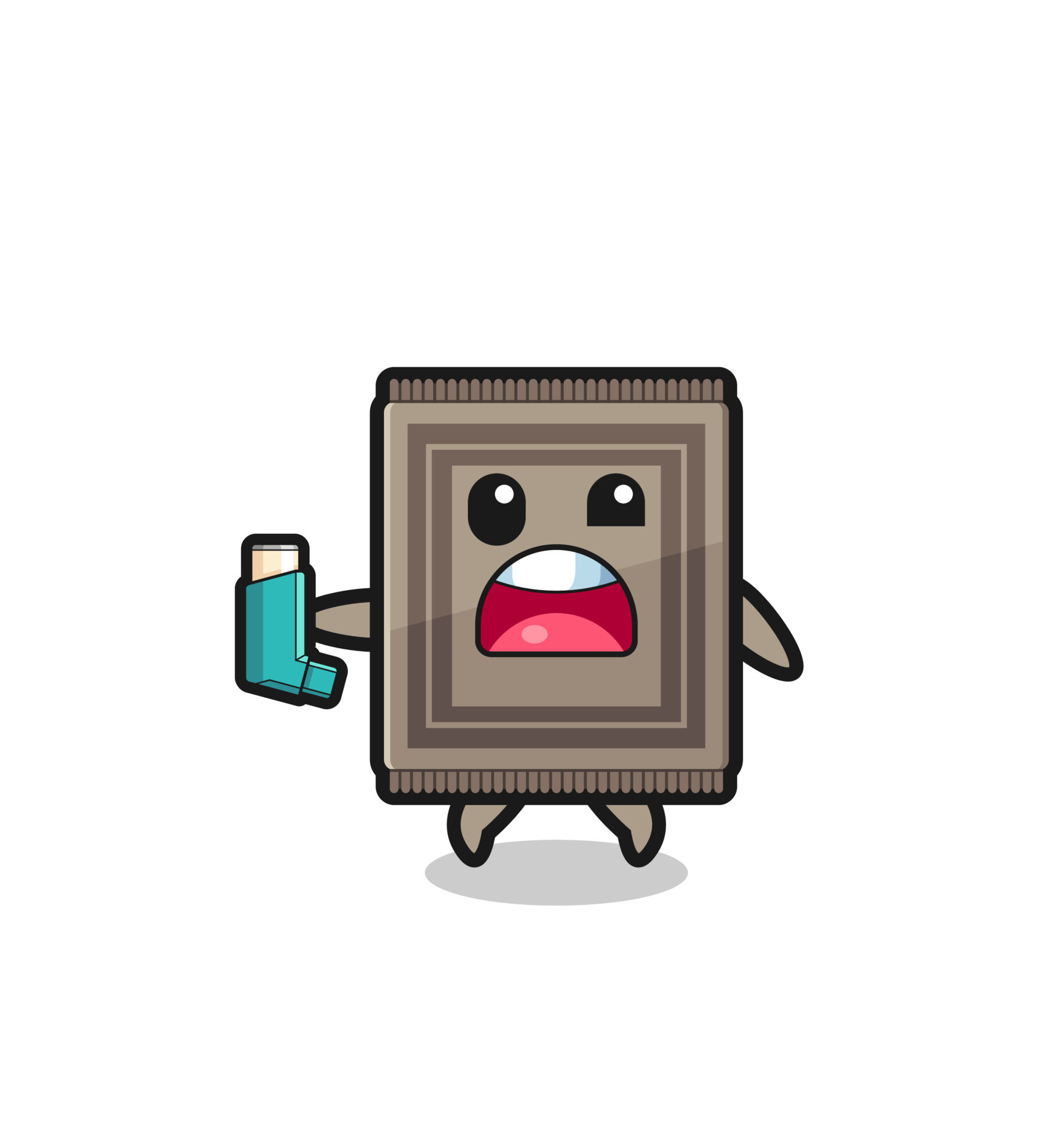 carpet mascot having asthma while holding the inhaler 12069920 Vector