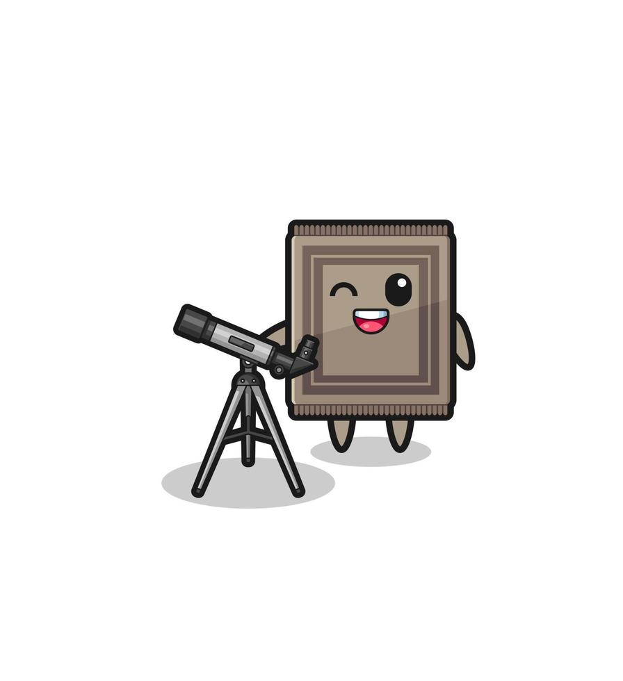 carpet astronomer mascot with a modern telescope vector