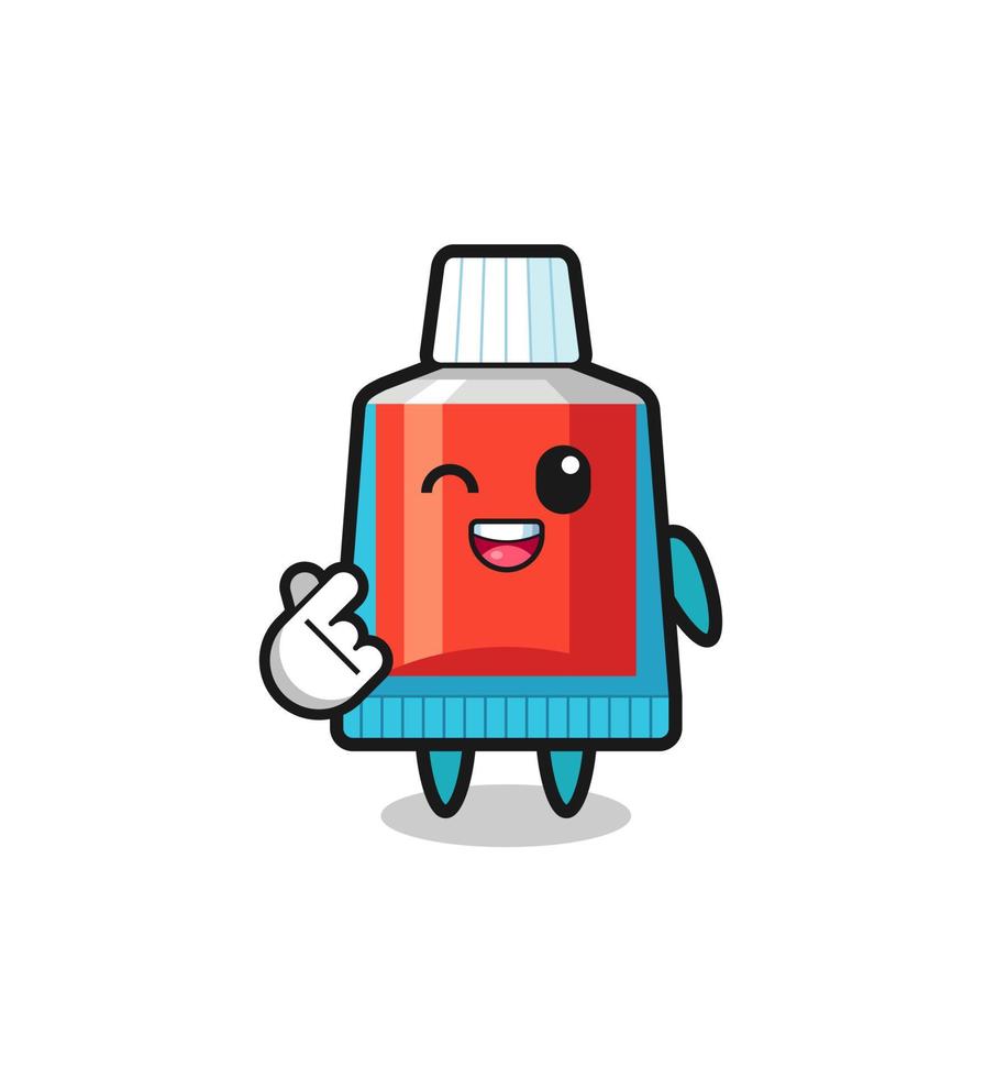 toothpaste character doing Korean finger heart vector