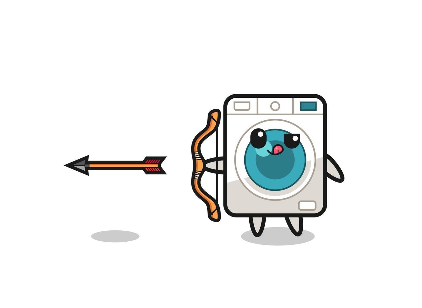 illustration of washing machine character doing archery vector