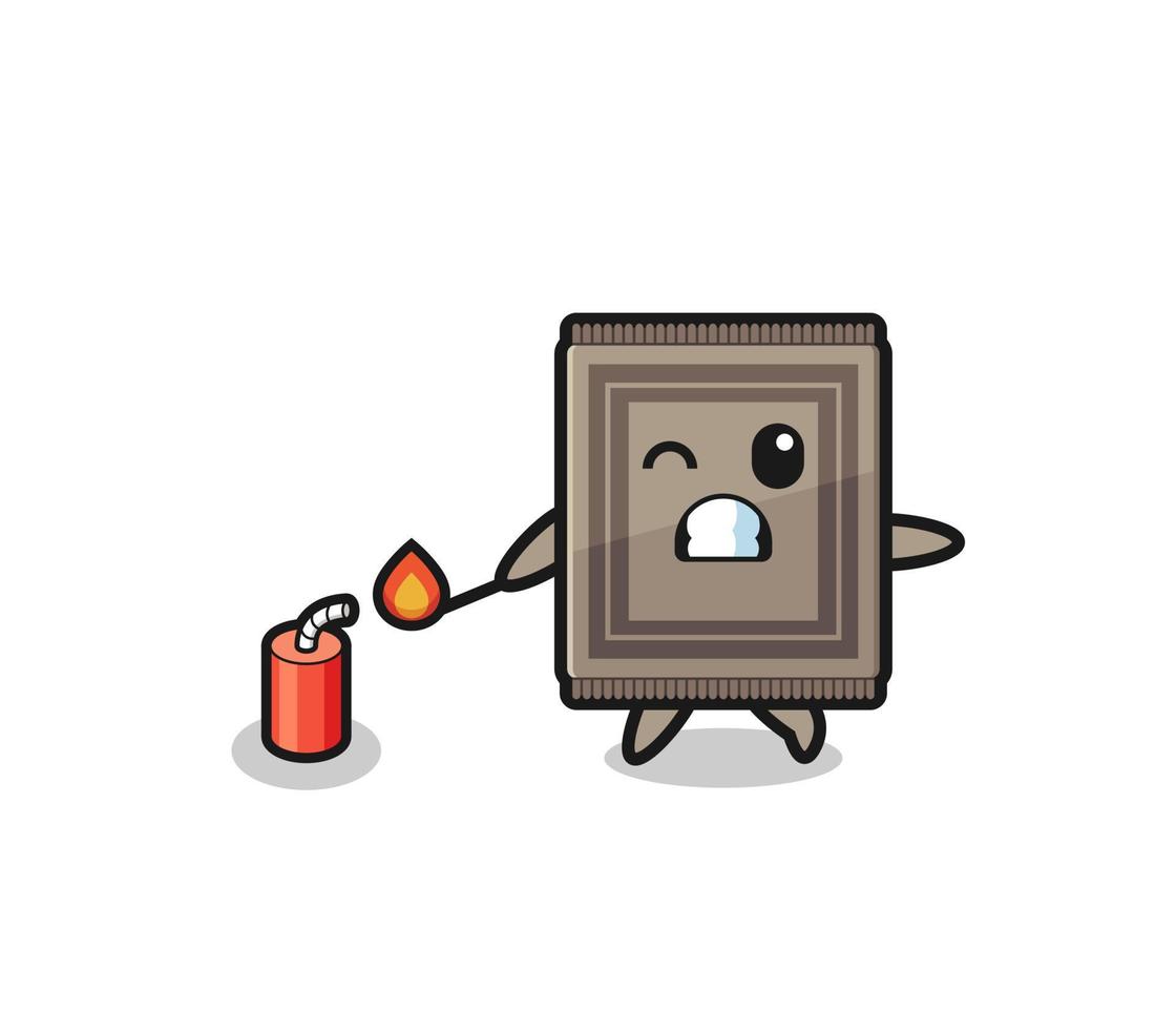 carpet mascot illustration playing firecracker vector