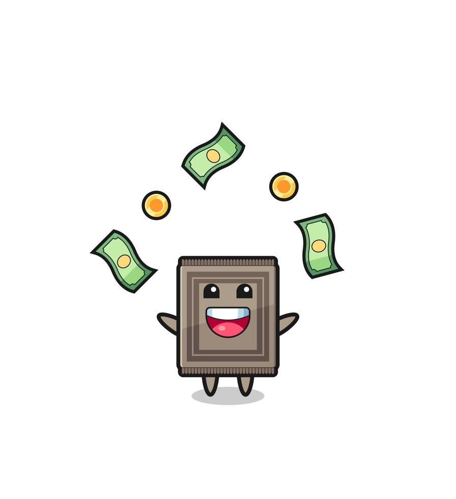 illustration of the carpet catching money falling from the sky vector