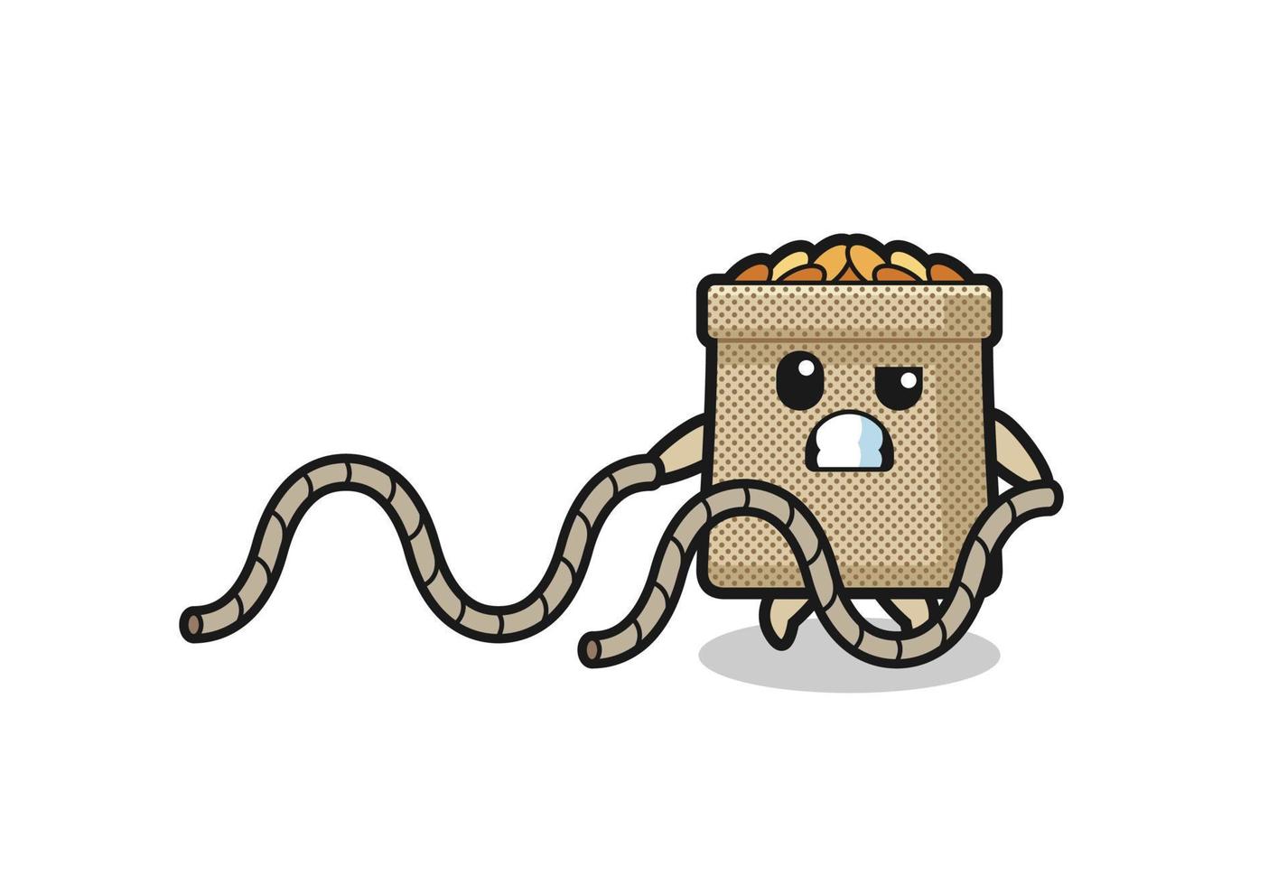 illustration of wheat sack doing battle rope workout vector