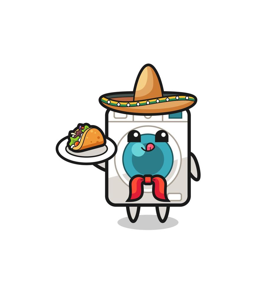 lavadora chef mexicano mascota sosteniendo un taco vector